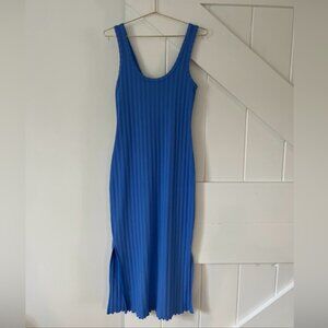 Offline By Aerie OG Groove Midi Dress Size Small Blue Ribbed Bodycon Tank